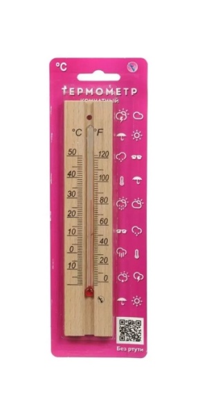 Термометр комнатный ТБ-206дерево в блистр.1Т3