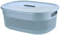 Корзина для хранения PT Oslo 12,0л с крышкой туманно-голубой